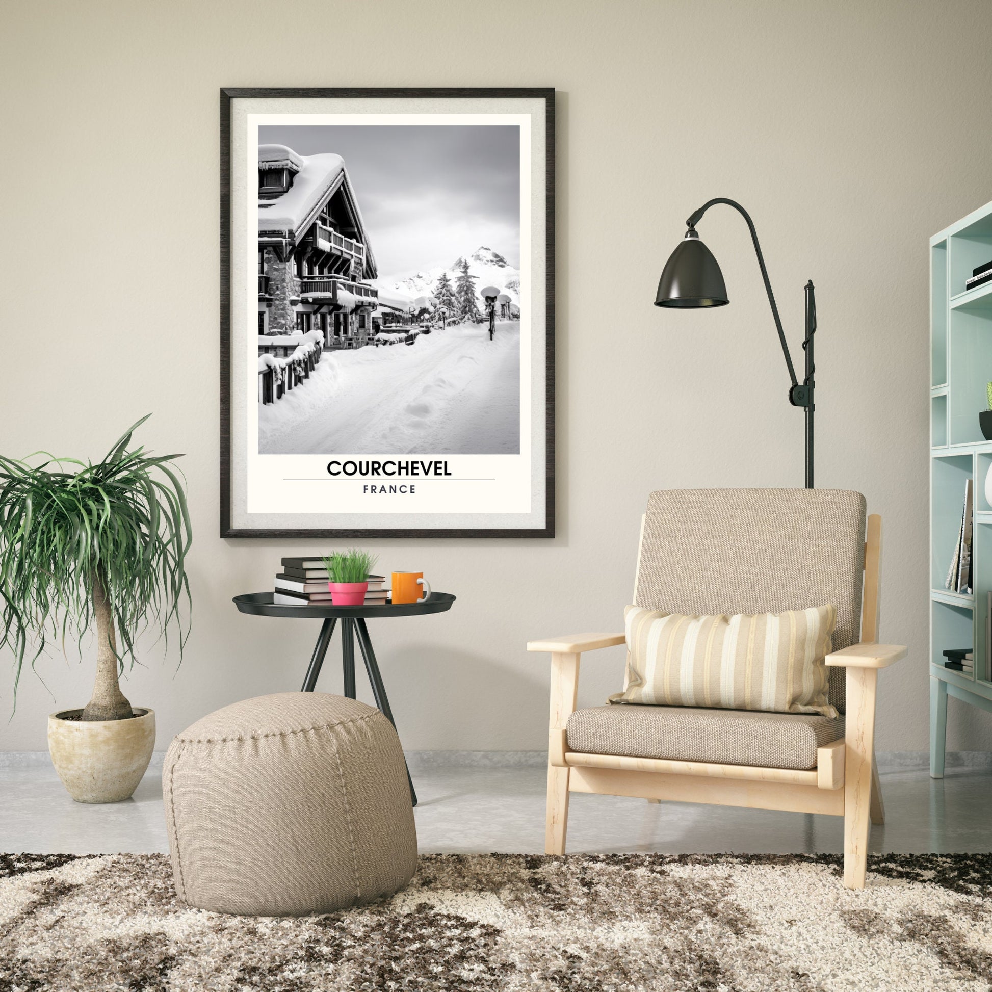 Affiche Courchevel | impression station Courchevel | affiche montagne | Affiche Noir et Blanc