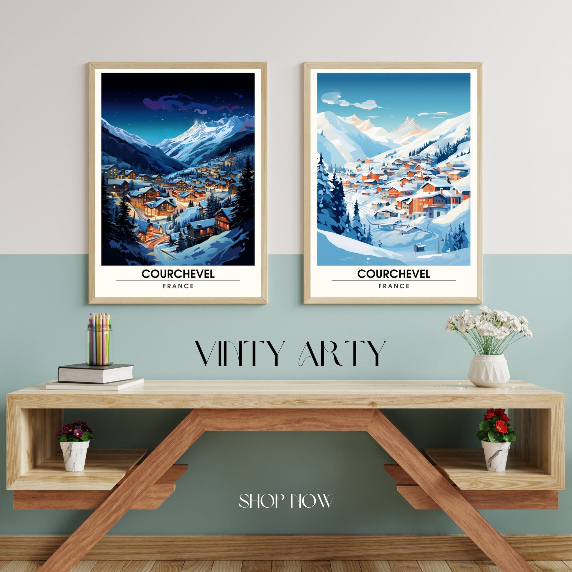 Affiche Courchevel | impression Courchevel nuit | affiche montagne