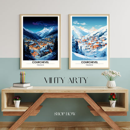 Affiche Courchevel | impression Courchevel nuit | affiche montagne