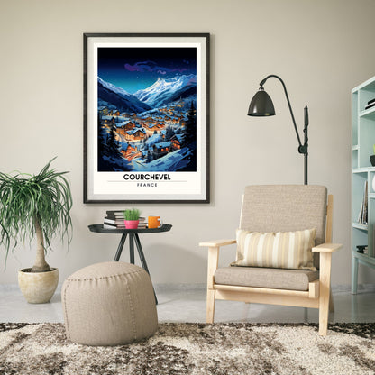 Affiche Courchevel | impression Courchevel nuit | affiche montagne