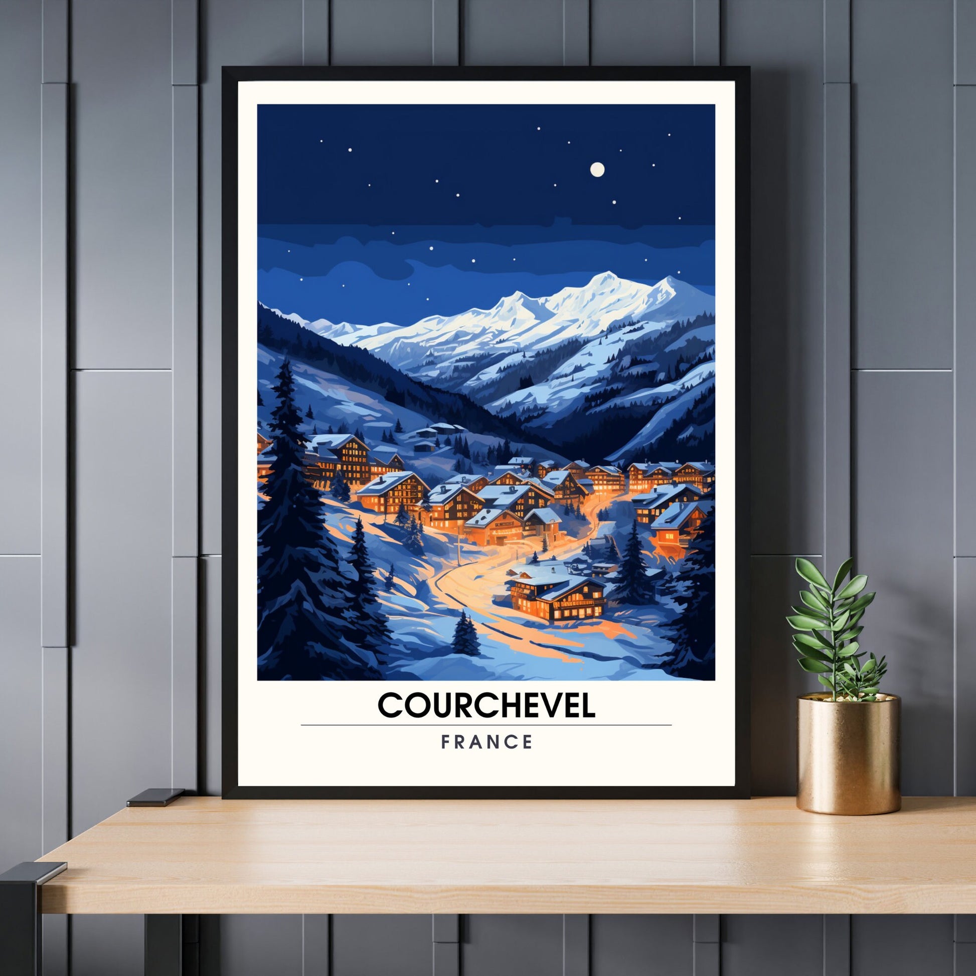 Affiche Courchevel | impression Courchevel | Voyage de nuit à Courchevel