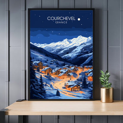 Affiche Courchevel | impression Courchevel | Explorez la beauté mystique de Courchevel de nuit