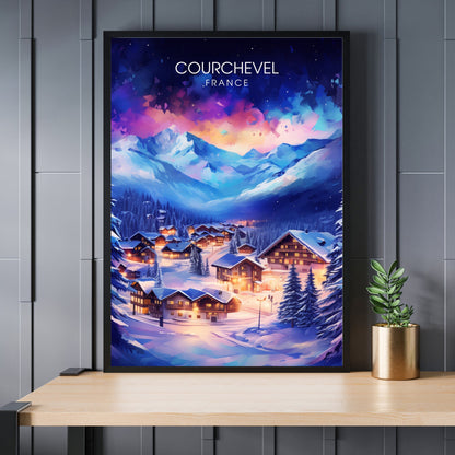 Affiche Courchevel | impression Courchevel | Plongez dans la splendeur nocturne de Courchevel