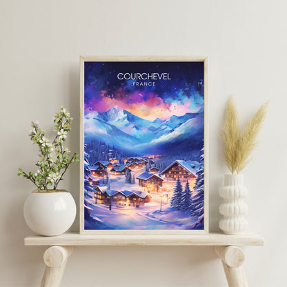 Affiche Courchevel | impression Courchevel | Plongez dans la splendeur nocturne de Courchevel