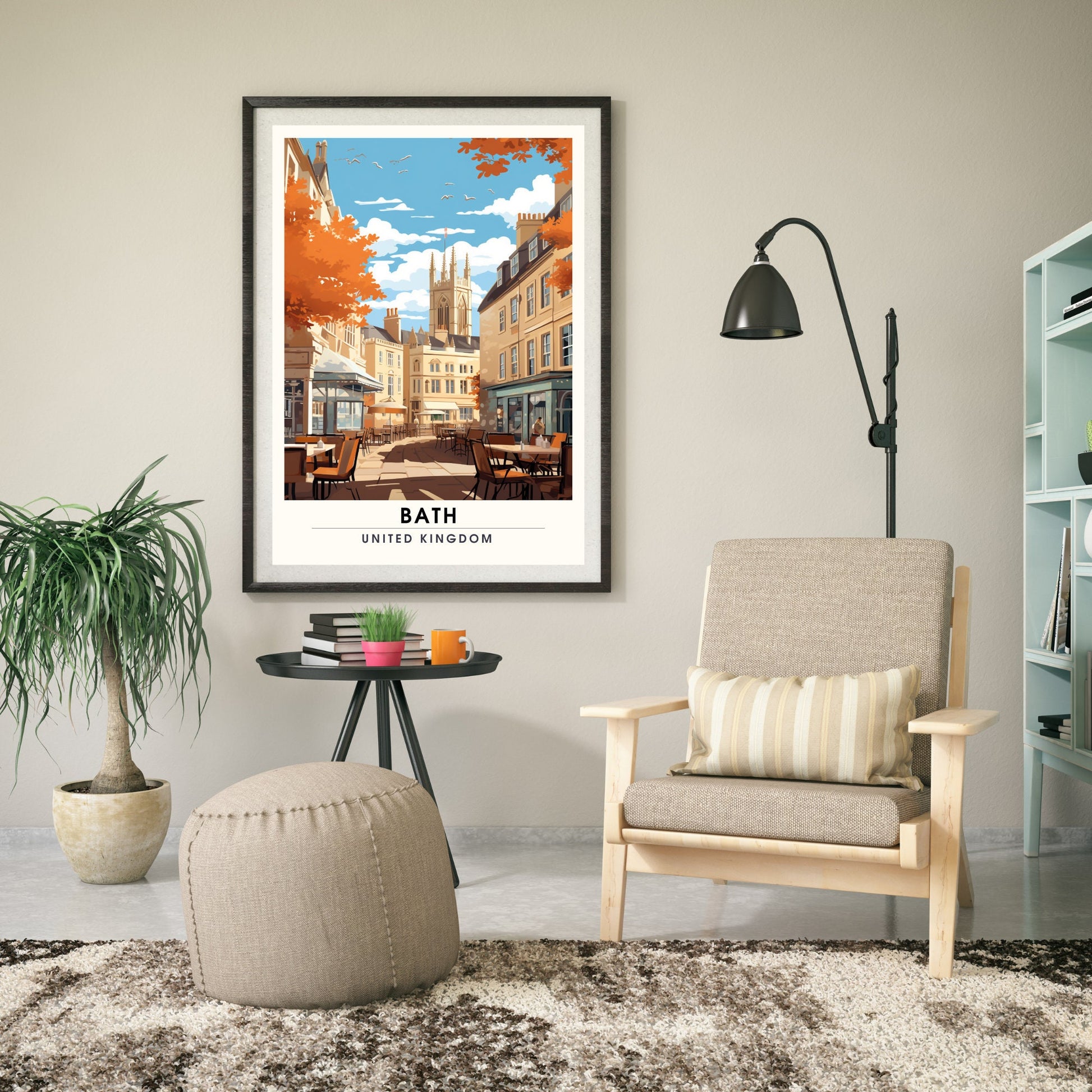 Affiche de Voyage Bath - Impression de voyage Bath - Impression Paysage Urbain Artistique - Collection Souvenirs du Royaume-Uni