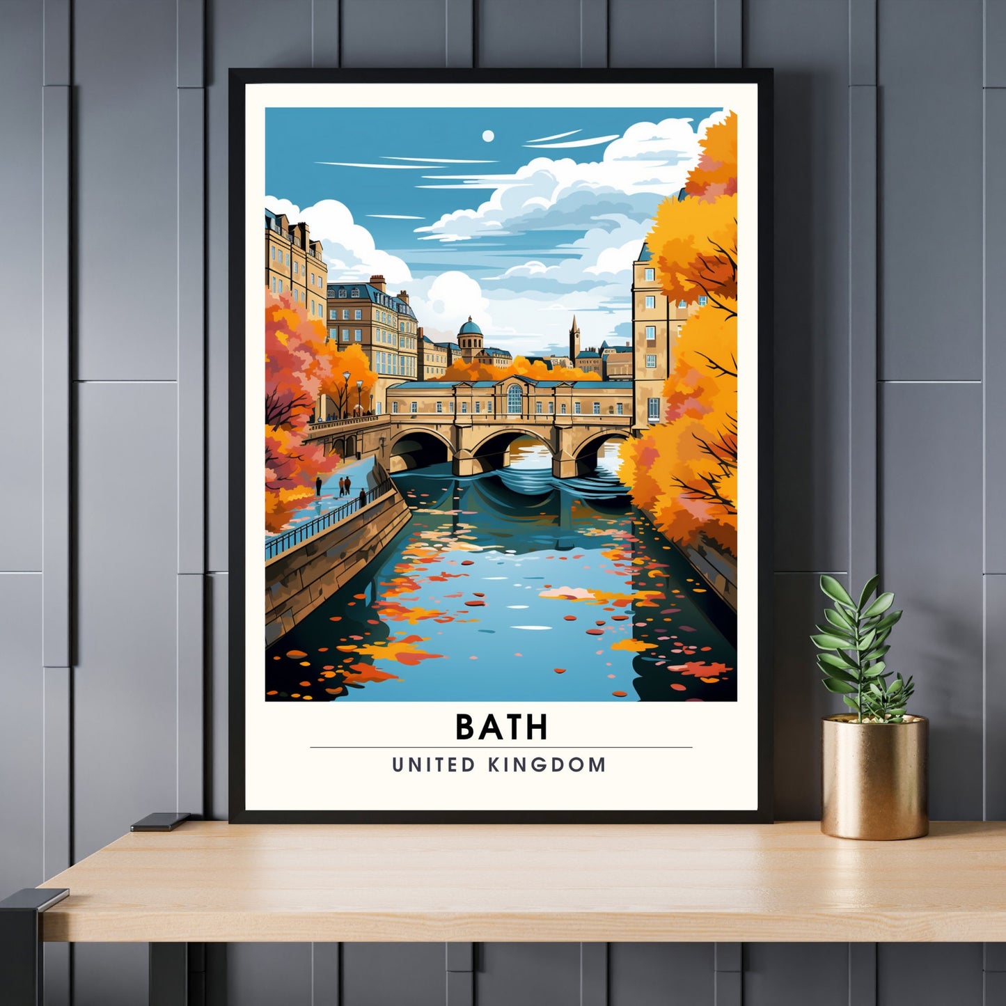 Affiche de Voyage Bath - Impression de voyage Bath - Impression Paysage Urbain Artistique - Collection Souvenirs du Royaume-Uni