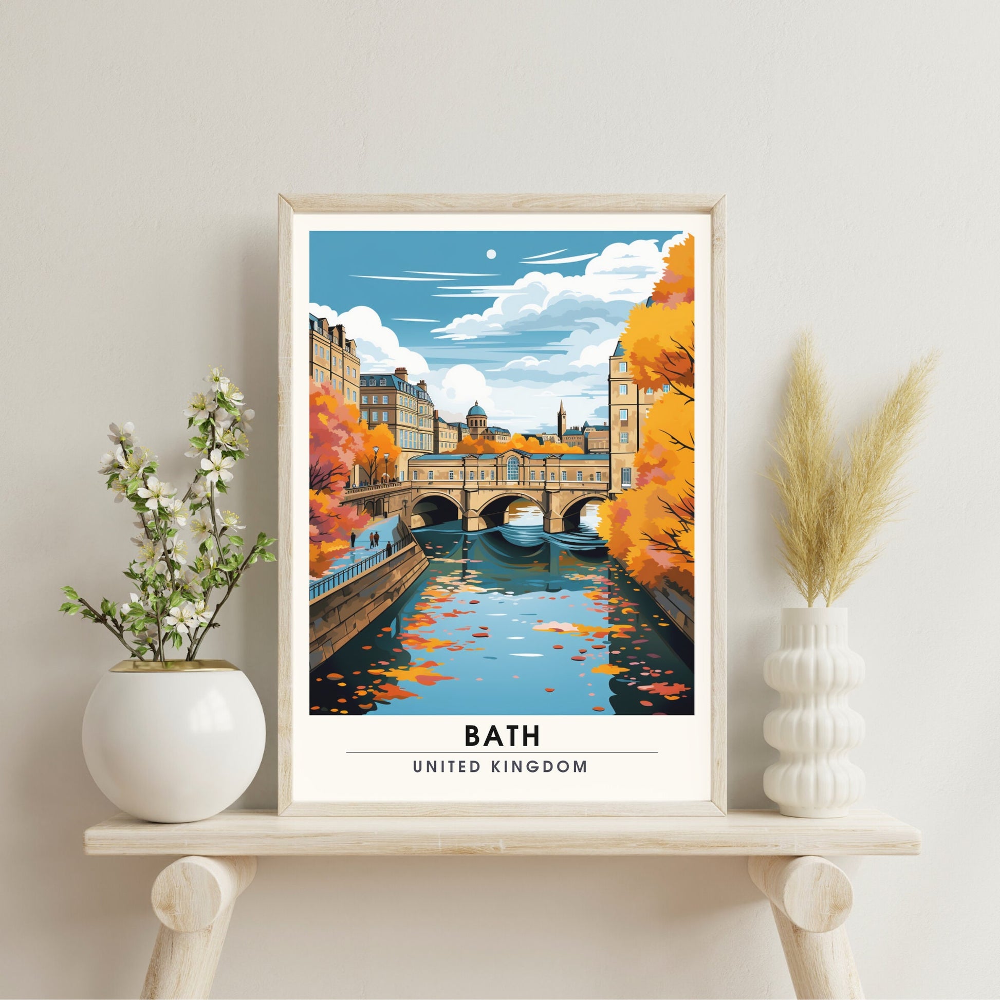 Affiche de Voyage Bath - Impression de voyage Bath - Impression Paysage Urbain Artistique - Collection Souvenirs du Royaume-Uni