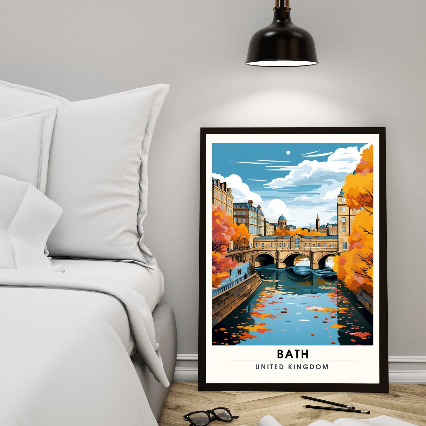 Affiche de Voyage Bath - Impression de voyage Bath - Impression Paysage Urbain Artistique - Collection Souvenirs du Royaume-Uni