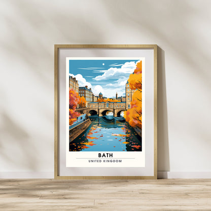 Affiche de Voyage Bath - Impression de voyage Bath - Impression Paysage Urbain Artistique - Collection Souvenirs du Royaume-Uni