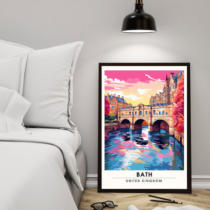 Affiche de Voyage Bath - Impression de voyage Bath - Impression Paysage Urbain Artistique - Collection Souvenirs du Royaume-Uni