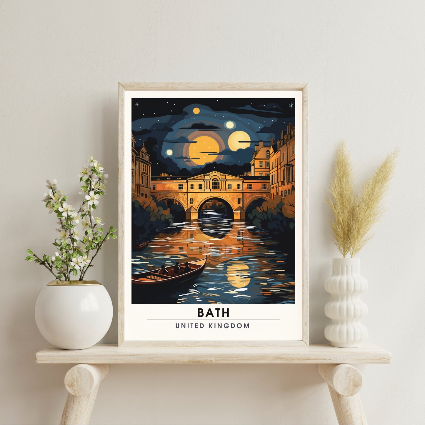 Affiche de Voyage Bath - Impression de voyage Bath - Impression Paysage Urbain Artistique - Collection Souvenirs du Royaume-Uni