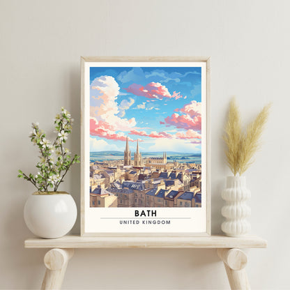 Affiche de Voyage Bath - Impression de voyage Bath - Impression Paysage Urbain Artistique - Collection Souvenirs du Royaume-Uni