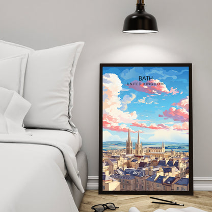 Affiche de Voyage Bath - Impression de voyage Bath - Impression Paysage Urbain Artistique - Collection Souvenirs du Royaume-Uni