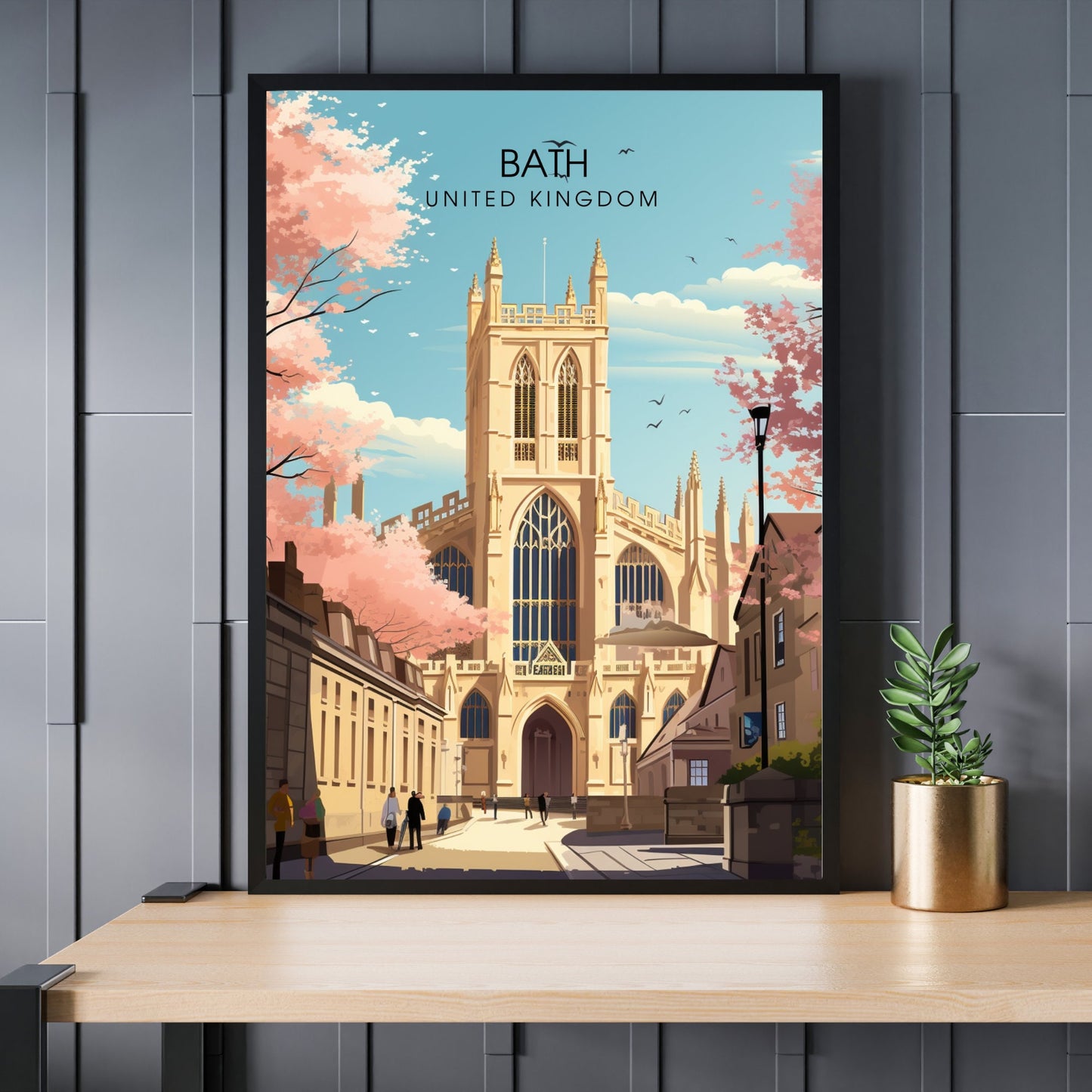 Affiche de Voyage Bath - Impression de voyage Bath - Impression Paysage Urbain Artistique - Collection Souvenirs du Royaume-Uni