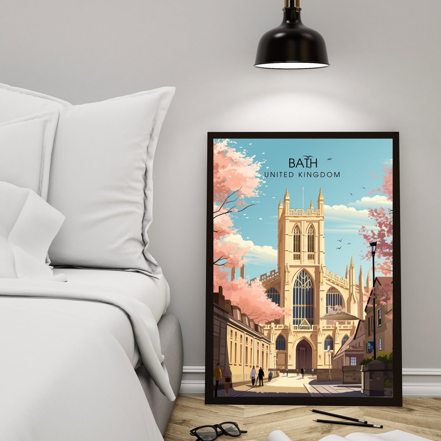 Affiche de Voyage Bath - Impression de voyage Bath - Impression Paysage Urbain Artistique - Collection Souvenirs du Royaume-Uni