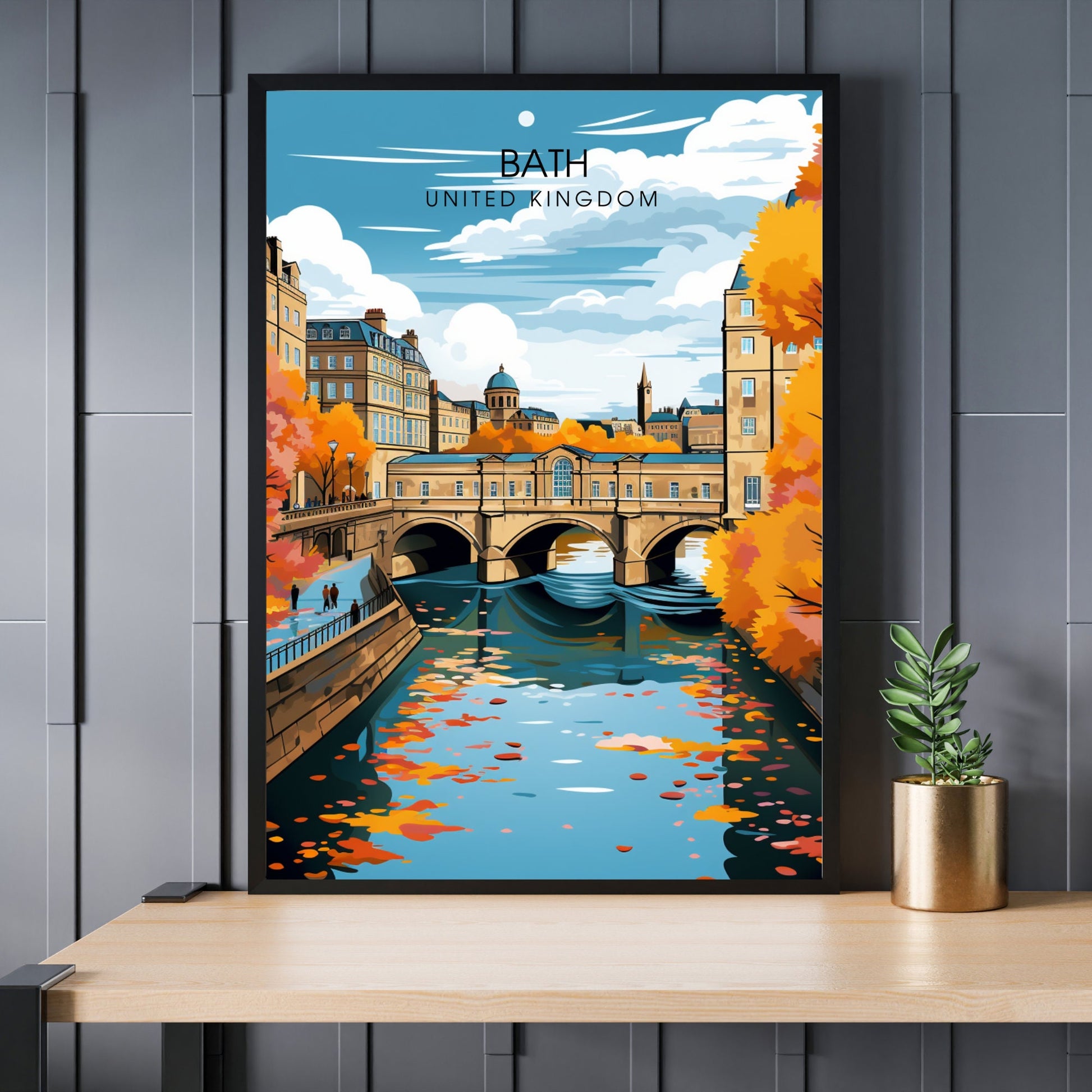 Affiche de Voyage Bath - Impression de voyage Bath - Impression Paysage Urbain Artistique - Collection Souvenirs du Royaume-Uni