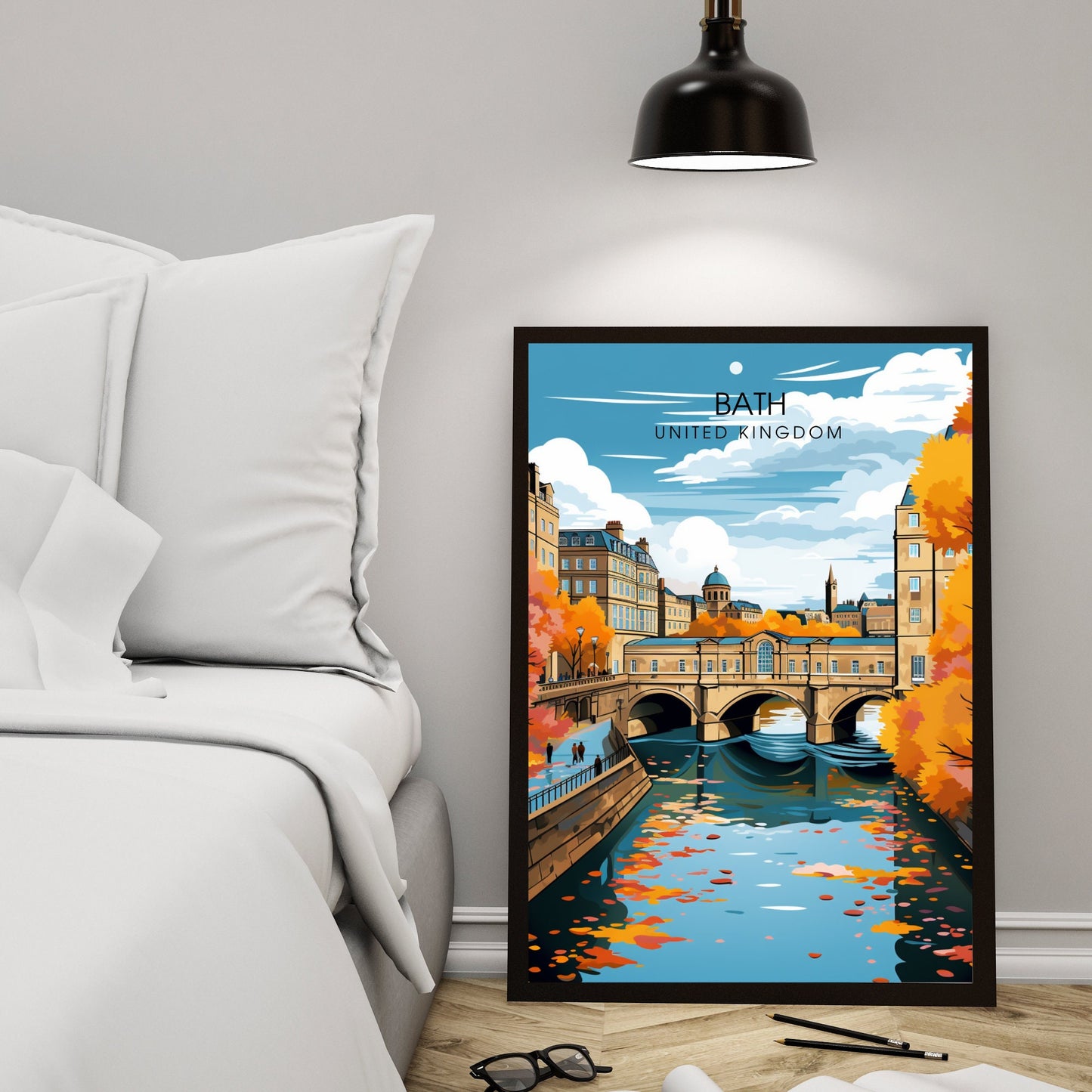 Affiche de Voyage Bath - Impression de voyage Bath - Impression Paysage Urbain Artistique - Collection Souvenirs du Royaume-Uni