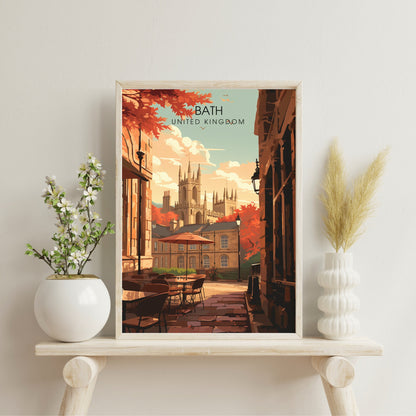 Affiche de Voyage Bath - Impression de voyage Bath - Impression Paysage Urbain Artistique - Collection Souvenirs du Royaume-Uni