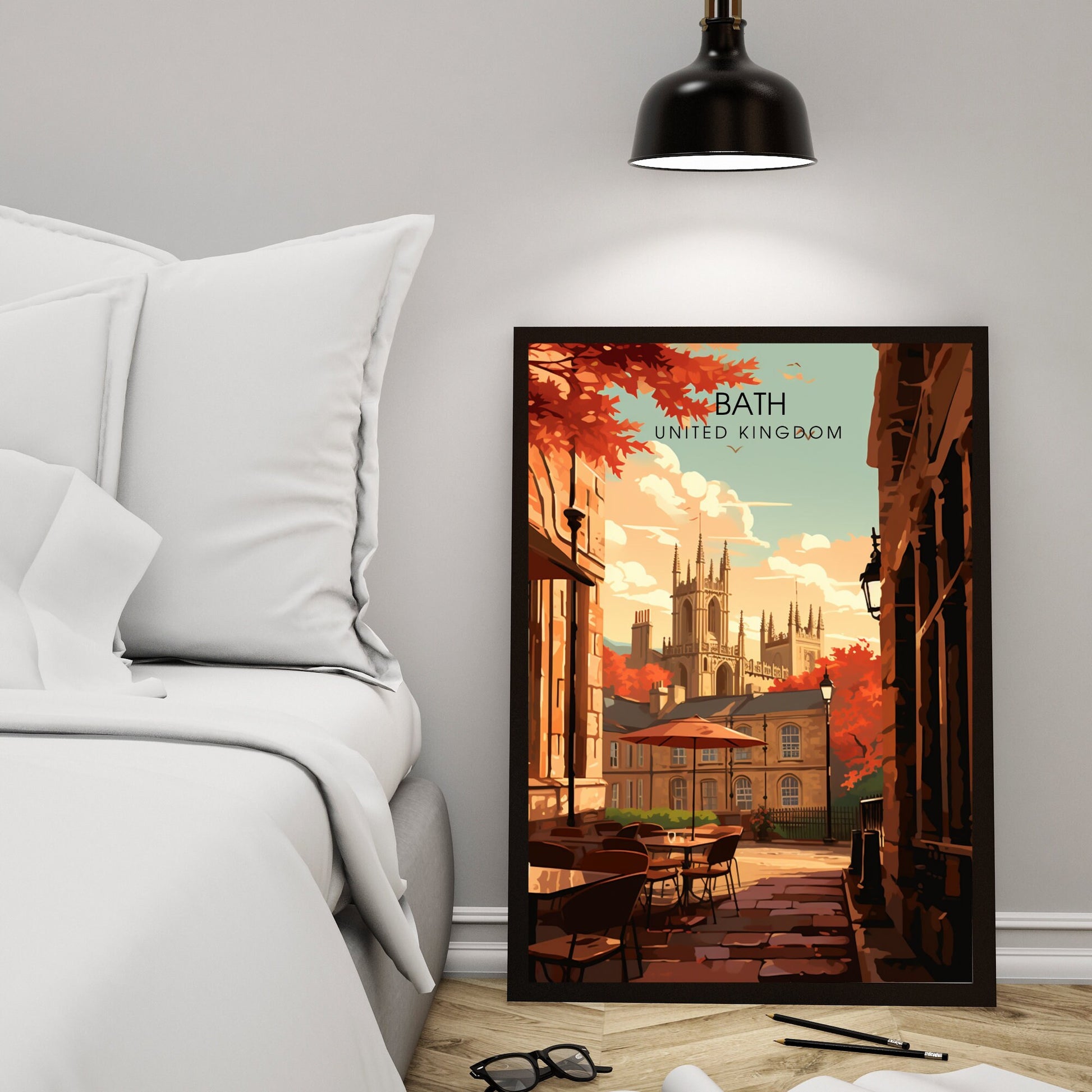 Affiche de Voyage Bath - Impression de voyage Bath - Impression Paysage Urbain Artistique - Collection Souvenirs du Royaume-Uni