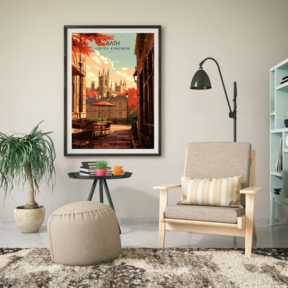 Affiche de Voyage Bath - Impression de voyage Bath - Impression Paysage Urbain Artistique - Collection Souvenirs du Royaume-Uni