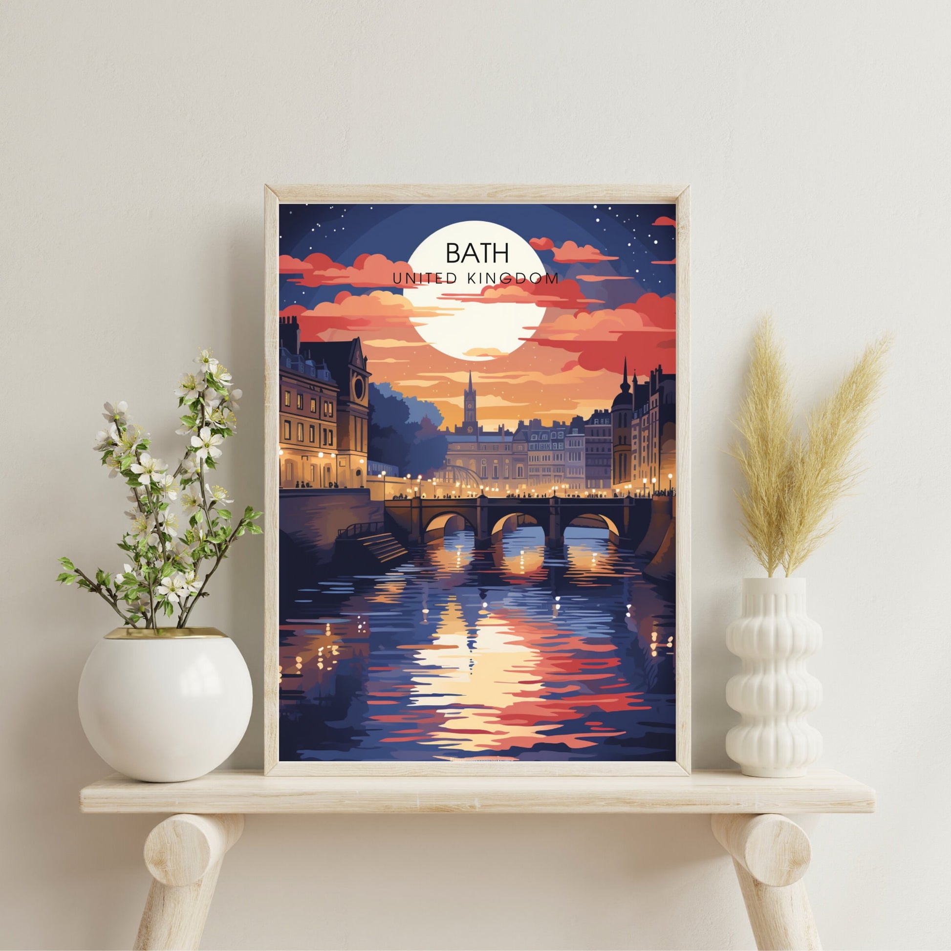 Affiche de Voyage Bath - Impression de voyage Bath - Impression Paysage Urbain Artistique - Collection Souvenirs du Royaume-Uni