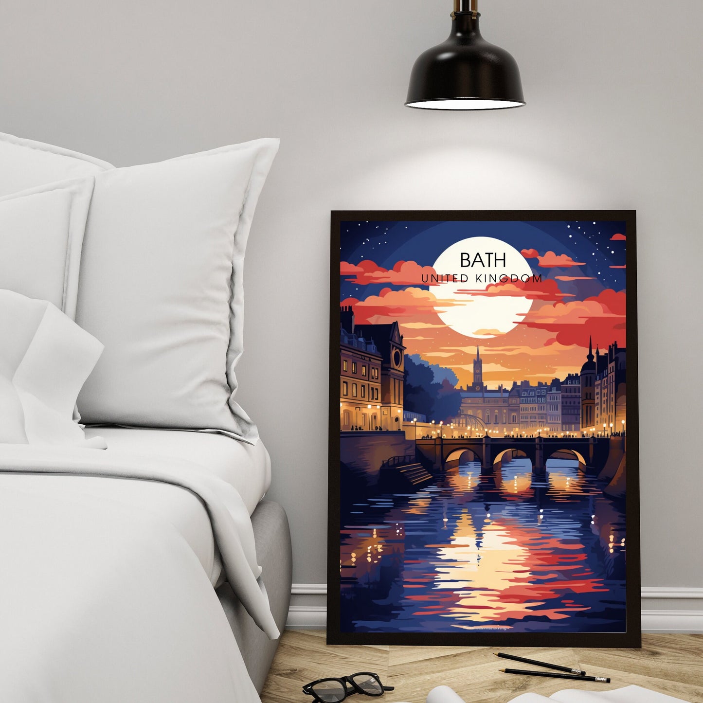 Affiche de Voyage Bath - Impression de voyage Bath - Impression Paysage Urbain Artistique - Collection Souvenirs du Royaume-Uni