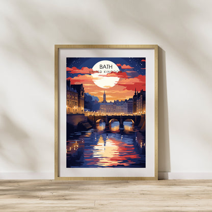 Affiche de Voyage Bath - Impression de voyage Bath - Impression Paysage Urbain Artistique - Collection Souvenirs du Royaume-Uni