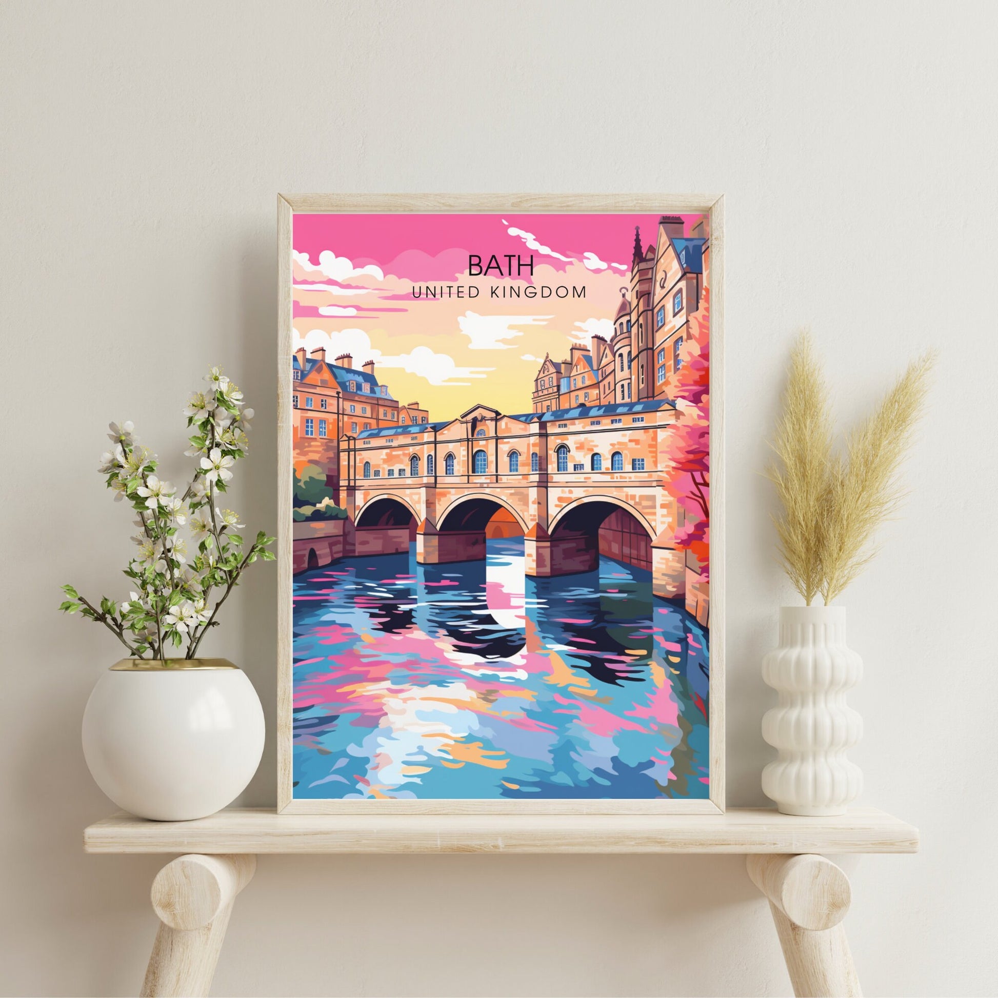 Affiche de Voyage Bath - Impression de voyage Bath - Impression Paysage Urbain Artistique - Collection Souvenirs du Royaume-Uni