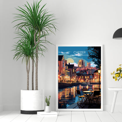 Affiche Chester- Impression de voyage Chester - Impression Paysage Urbain Artistique - Collection Souvenirs du Royaume-Uni