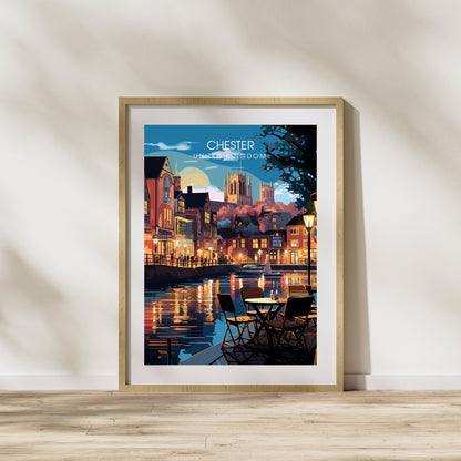 Affiche Chester- Impression de voyage Chester - Impression Paysage Urbain Artistique - Collection Souvenirs du Royaume-Uni