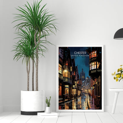 Affiche Chester- Impression de voyage Chester - Impression Paysage Urbain Artistique - Collection Souvenirs du Royaume-Uni