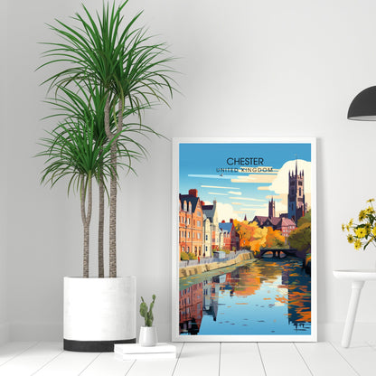 Affiche Chester- Impression de voyage Chester - Impression Paysage Urbain Artistique - Collection Souvenirs du Royaume-Uni