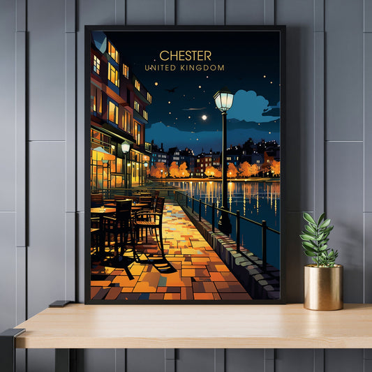 Affiche Chester- Impression de voyage Chester - Impression Paysage Urbain Artistique - Collection Souvenirs du Royaume-Uni