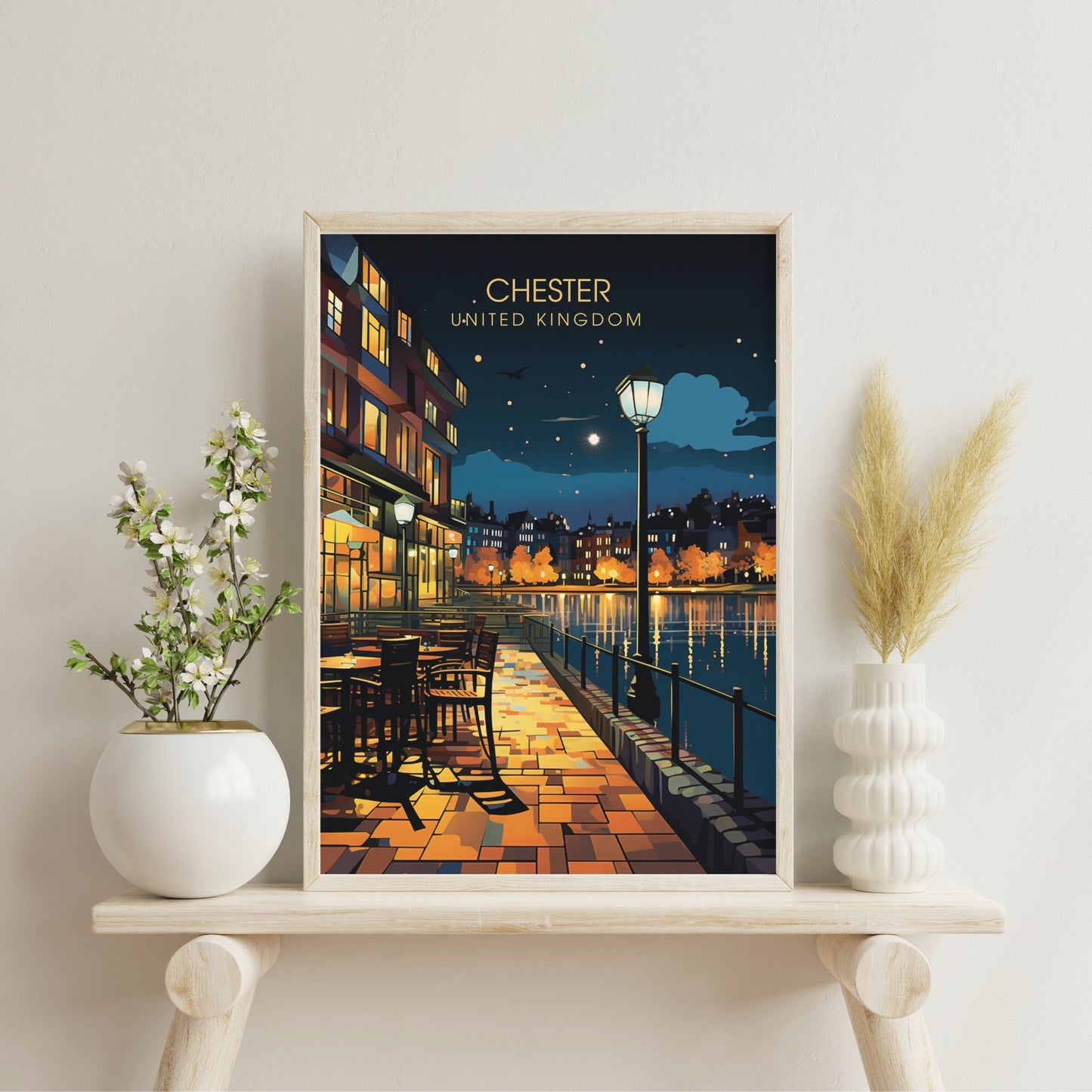 Affiche Chester- Impression de voyage Chester - Impression Paysage Urbain Artistique - Collection Souvenirs du Royaume-Uni