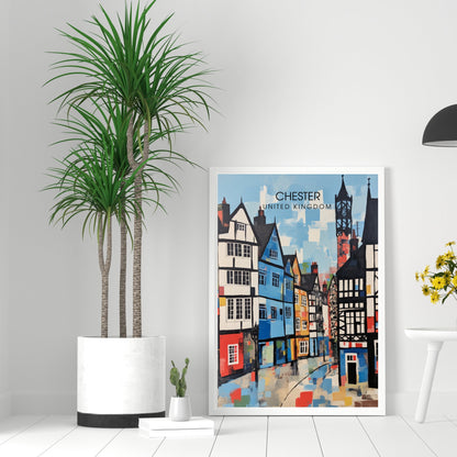 Affiche Chester- Impression de voyage Chester - Impression Paysage Urbain Artistique - Collection Souvenirs du Royaume-Uni