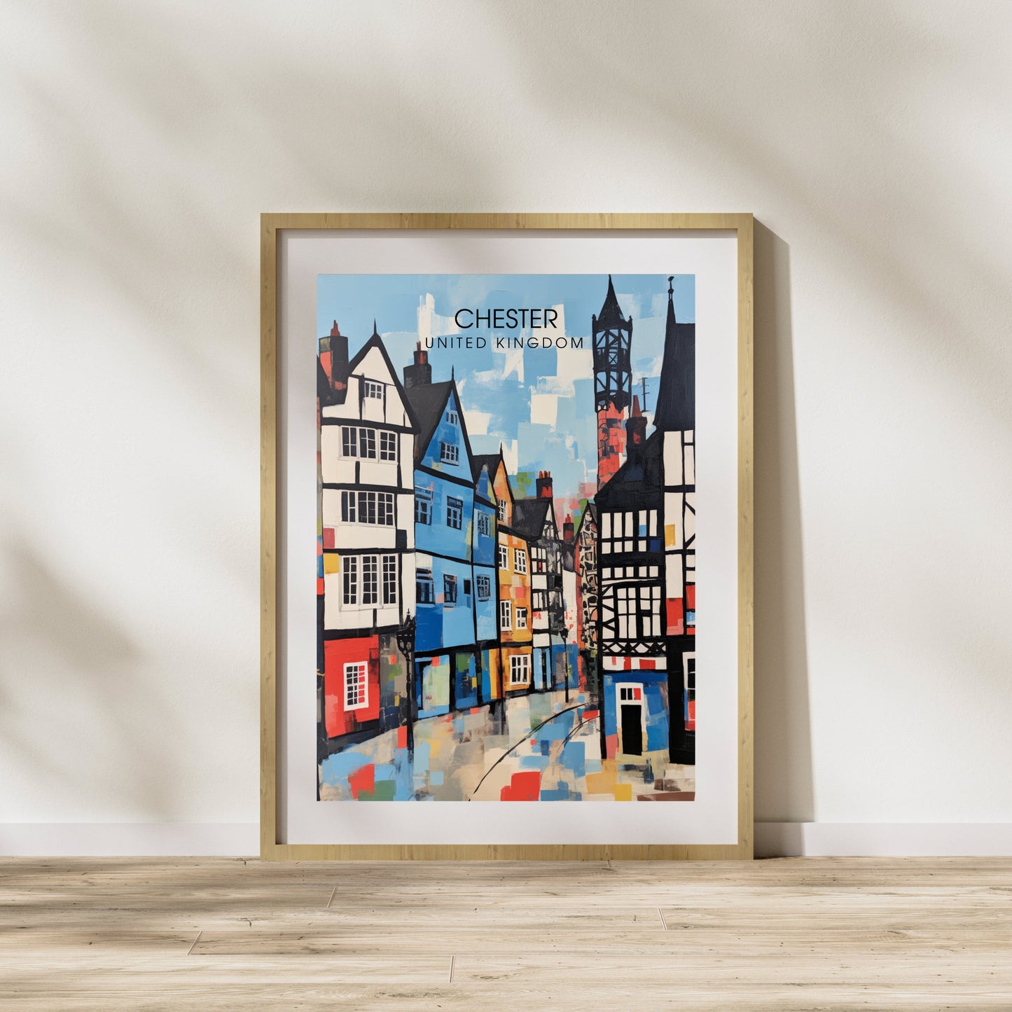 Affiche Chester- Impression de voyage Chester - Impression Paysage Urbain Artistique - Collection Souvenirs du Royaume-Uni