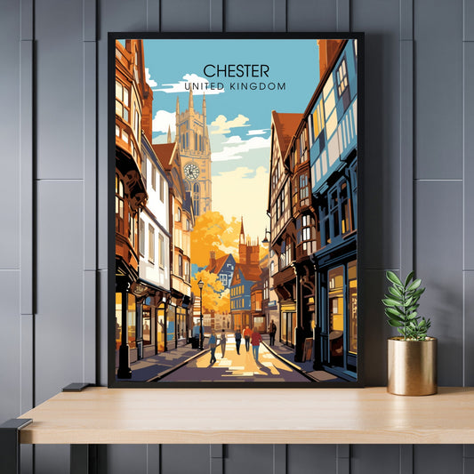 Affiche Chester- Impression de voyage Chester - Impression Paysage Urbain Artistique - Collection Souvenirs du Royaume-Uni