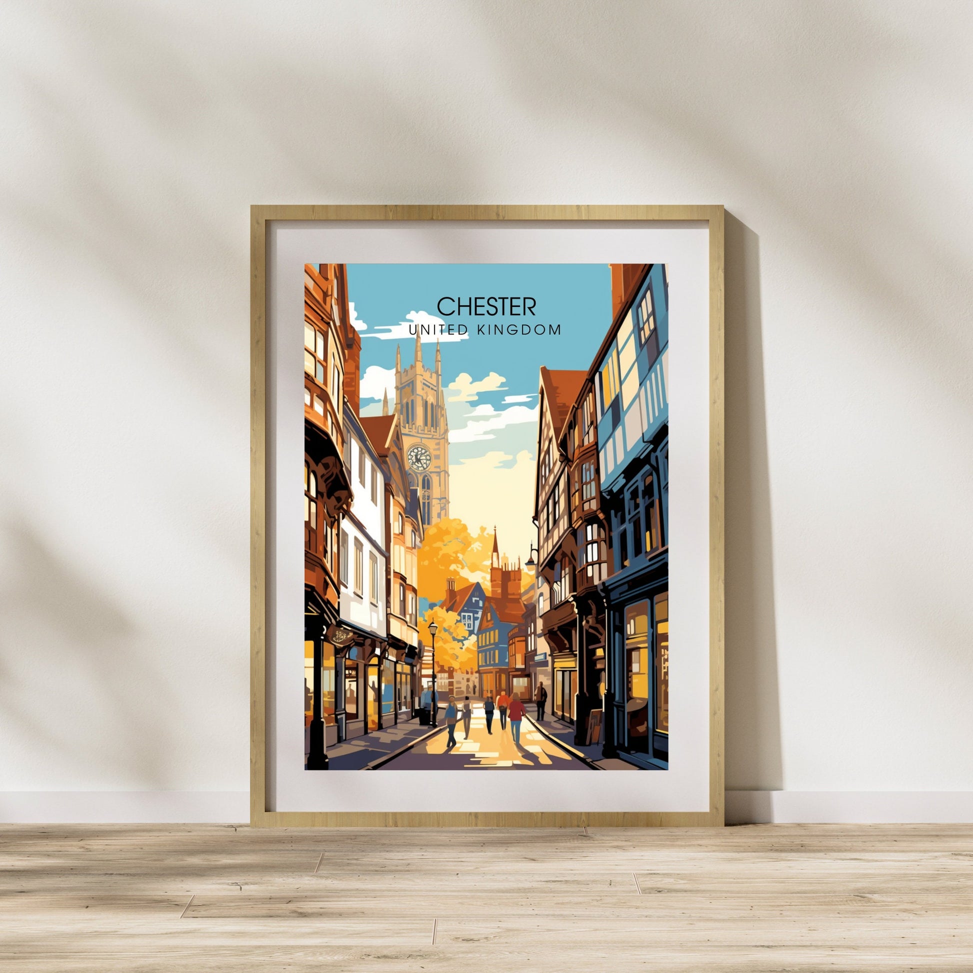 Affiche Chester- Impression de voyage Chester - Impression Paysage Urbain Artistique - Collection Souvenirs du Royaume-Uni