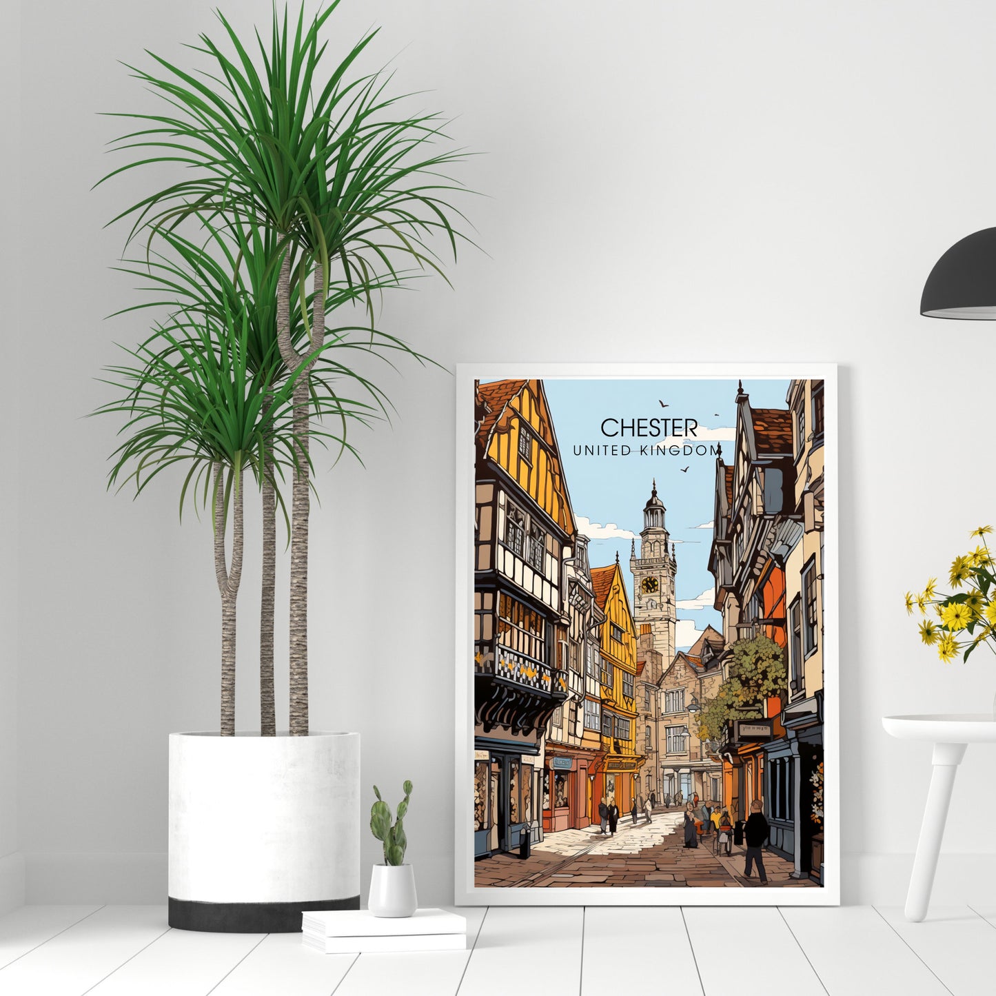 Affiche Chester- Impression de voyage Chester - Impression Paysage Urbain Artistique - Collection Souvenirs du Royaume-Uni