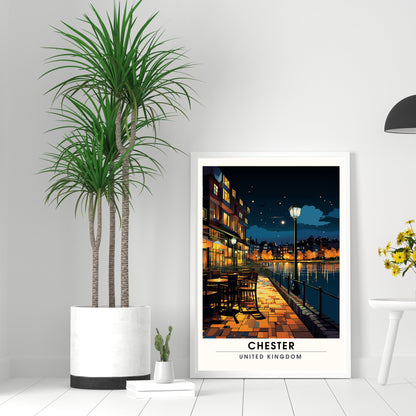 Affiche Chester- Impression de voyage Chester - Impression Paysage Urbain Artistique - Collection Souvenirs du Royaume-Uni