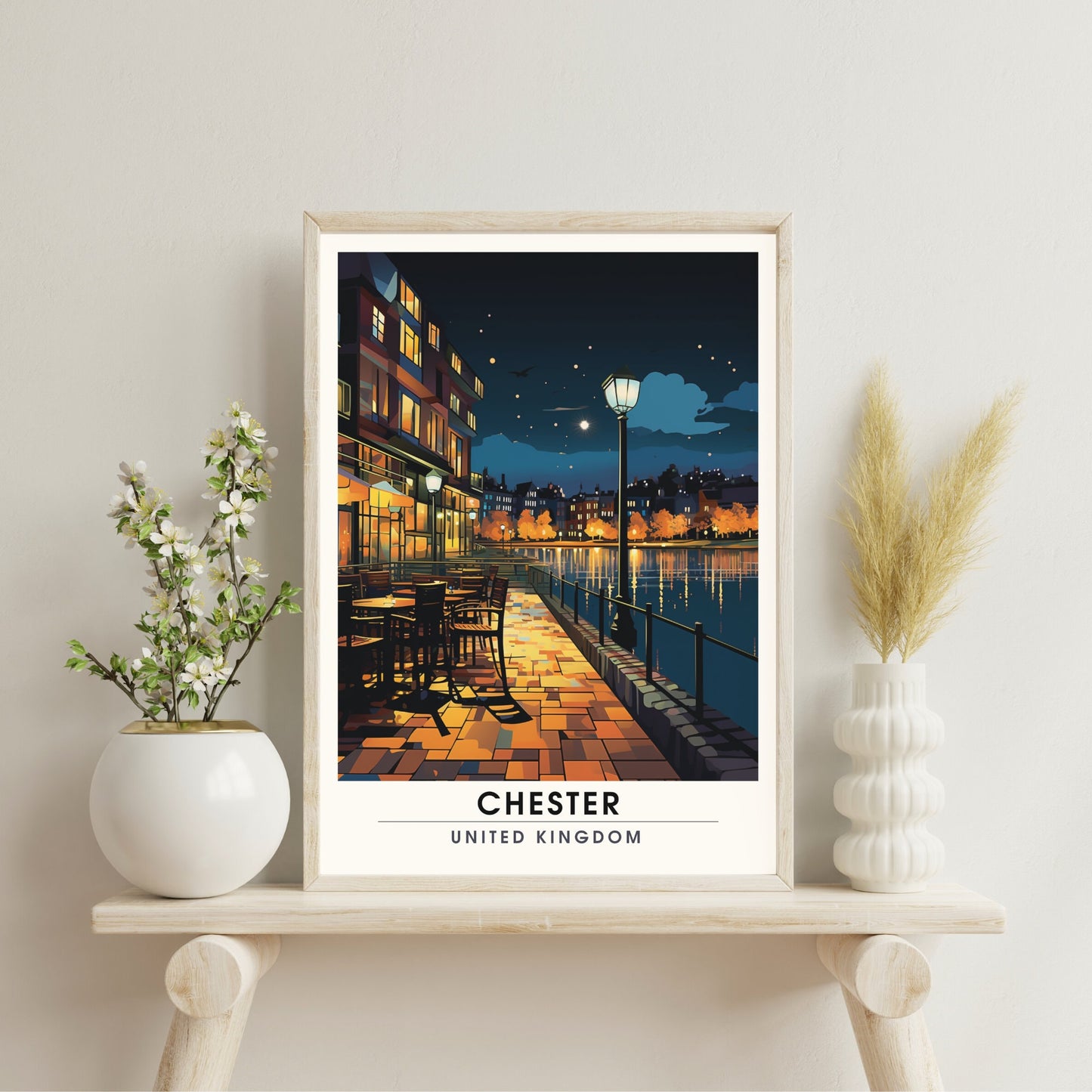 Affiche Chester- Impression de voyage Chester - Impression Paysage Urbain Artistique - Collection Souvenirs du Royaume-Uni