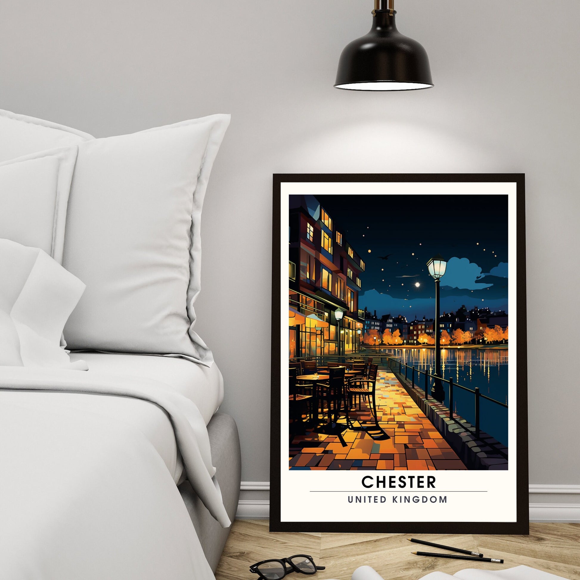 Affiche Chester- Impression de voyage Chester - Impression Paysage Urbain Artistique - Collection Souvenirs du Royaume-Uni