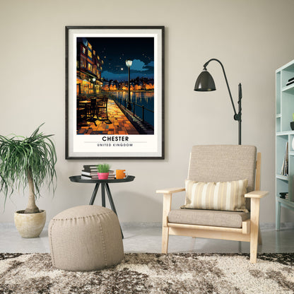 Affiche Chester- Impression de voyage Chester - Impression Paysage Urbain Artistique - Collection Souvenirs du Royaume-Uni