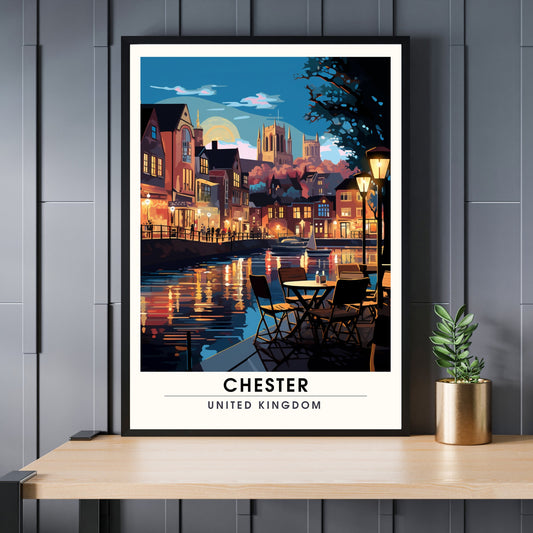 Affiche Chester- Impression de voyage Chester - Impression Paysage Urbain Artistique - Collection Souvenirs du Royaume-Uni