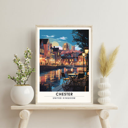 Affiche Chester- Impression de voyage Chester - Impression Paysage Urbain Artistique - Collection Souvenirs du Royaume-Uni