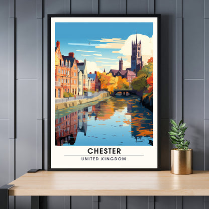 Affiche Chester- Impression de voyage Chester - Impression Paysage Urbain Artistique - Collection Souvenirs du Royaume-Uni