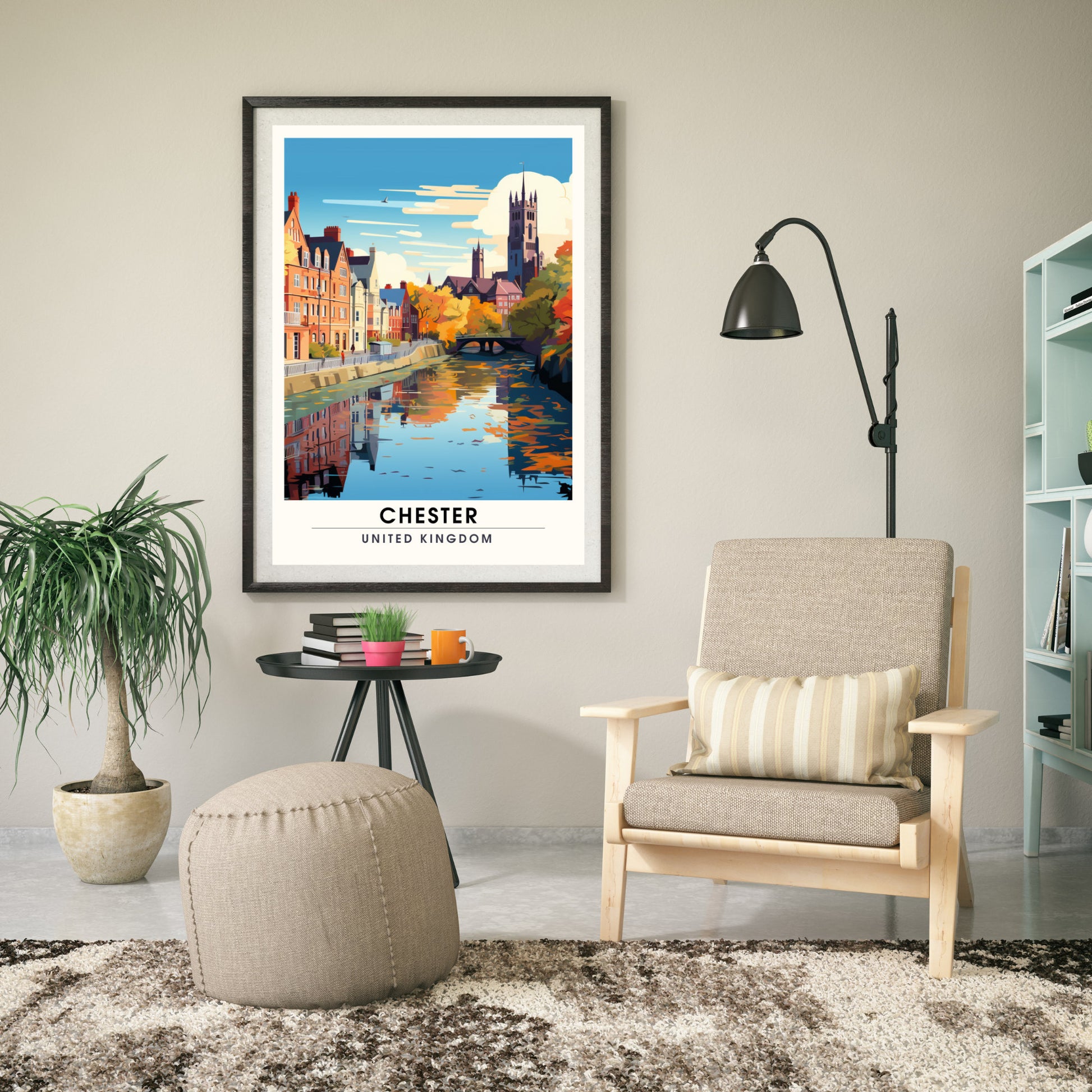 Affiche Chester- Impression de voyage Chester - Impression Paysage Urbain Artistique - Collection Souvenirs du Royaume-Uni