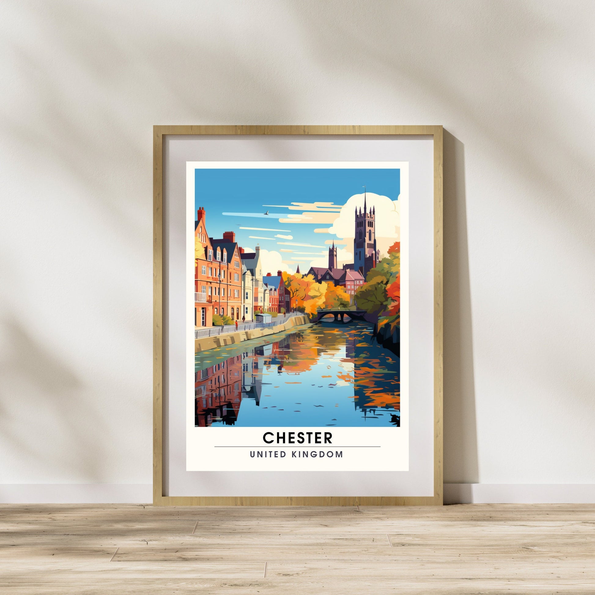 Affiche Chester- Impression de voyage Chester - Impression Paysage Urbain Artistique - Collection Souvenirs du Royaume-Uni