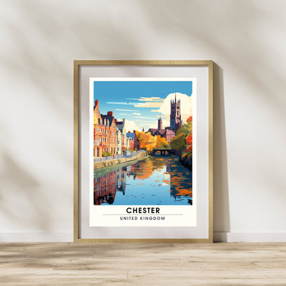 Affiche Chester- Impression de voyage Chester - Impression Paysage Urbain Artistique - Collection Souvenirs du Royaume-Uni