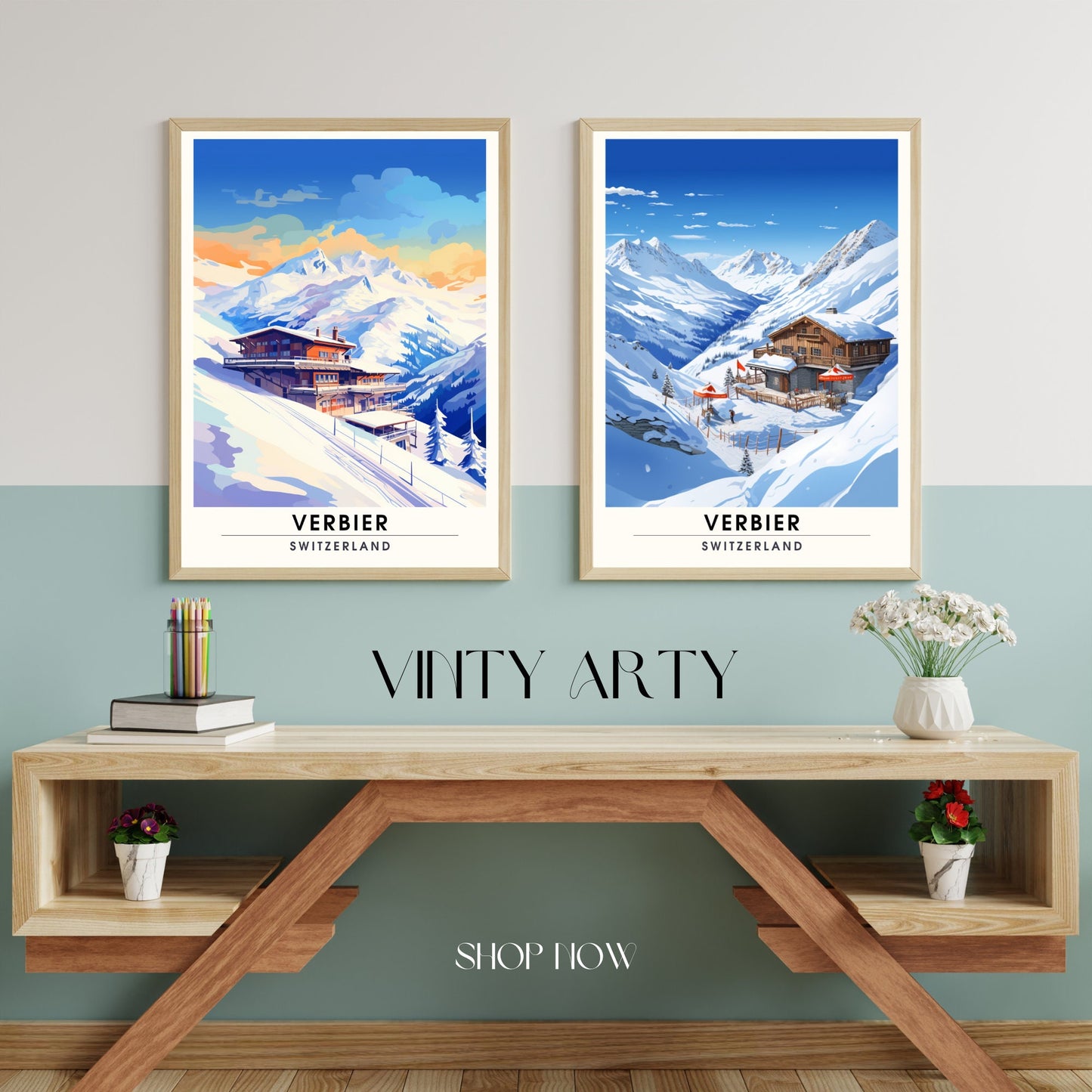 Affiche Verbier, Suisse | impression Verbier | Affiche de voyage Verbier | Affiche Suisse